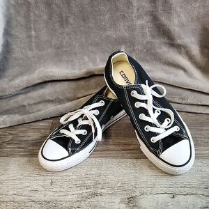 Black Canvas Sneakers with White Laces Size Ladies 6